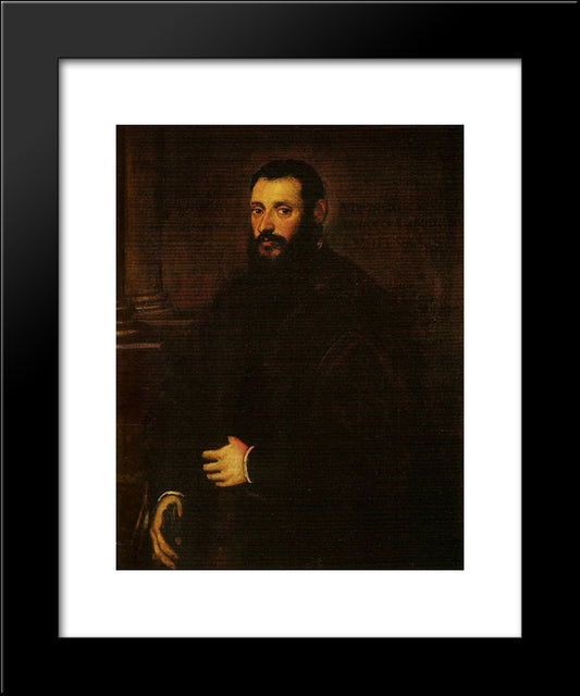 Portrait Of Nicolaus Padavinus 20x24 Black Modern Wood Framed Art Print Poster by Tintoretto