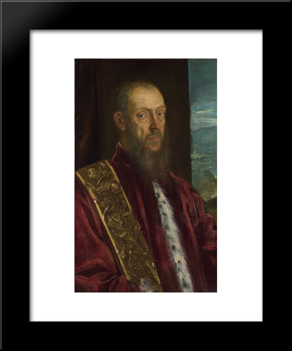 Portrait Of Vincenzo Morosini 20x24 Black Modern Wood Framed Art Print Poster by Tintoretto