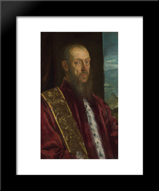 Portrait Of Vincenzo Morosini 20x24 Black Modern Wood Framed Art Print Poster by Tintoretto