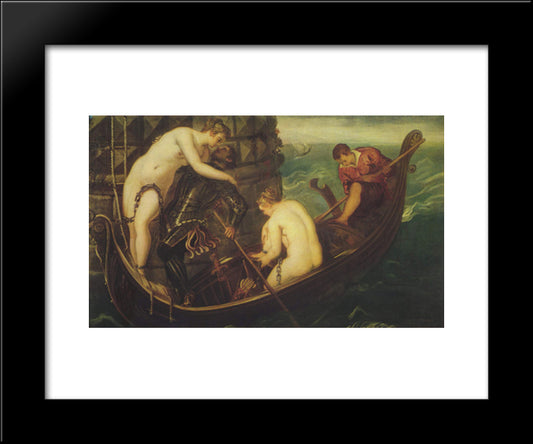 Rescue Of Arsinoe 20x24 Black Modern Wood Framed Art Print Poster by Tintoretto