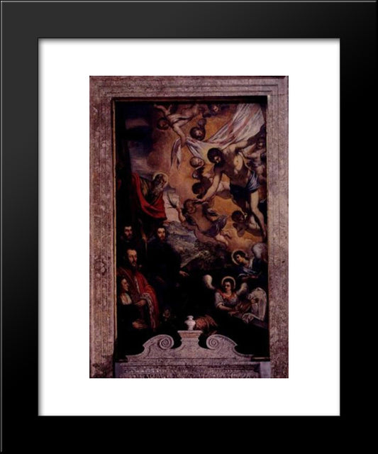 Risen Christ With St.Andrew And Members Of Morosini Family 20x24 Black Modern Wood Framed Art Print Poster by Tintoretto