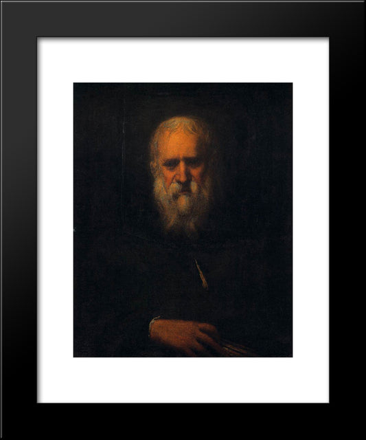 Self Portrait With A Book 20x24 Black Modern Wood Framed Art Print Poster by Tintoretto