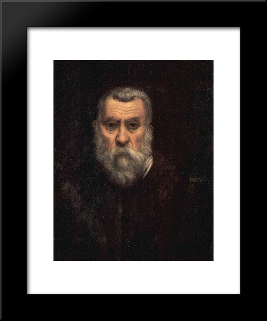 Self-Portrait 20x24 Black Modern Wood Framed Art Print Poster by Tintoretto