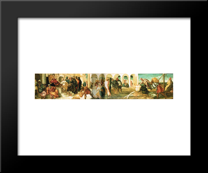 Solomon And Sheba 20x24 Black Modern Wood Framed Art Print Poster by Tintoretto