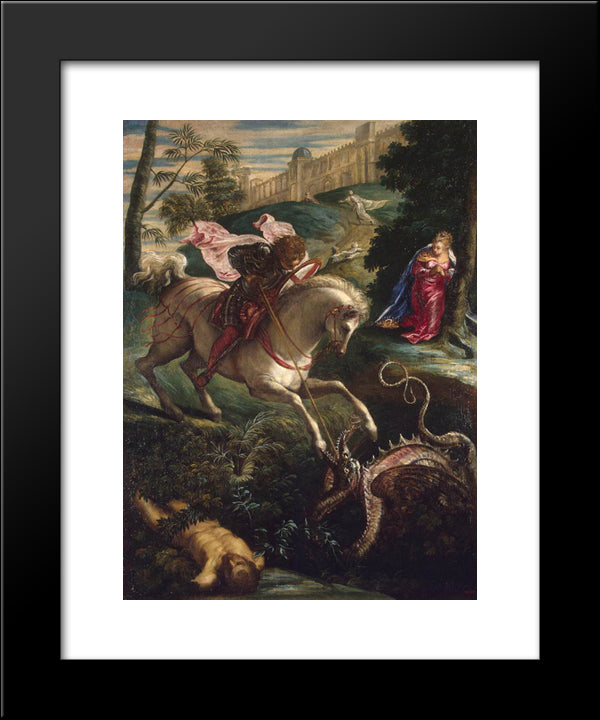 St George 20x24 Black Modern Wood Framed Art Print Poster by Tintoretto