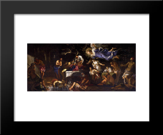 St Roch In Prison Visited By An Angel 20x24 Black Modern Wood Framed Art Print Poster by Tintoretto