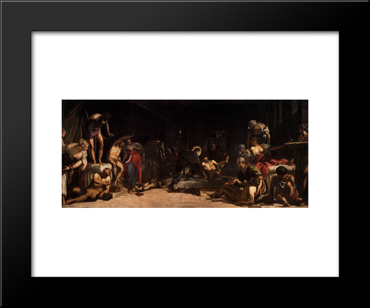 St Roch In The Hospital 20x24 Black Modern Wood Framed Art Print Poster by Tintoretto