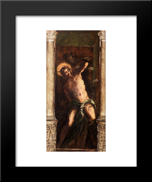 St Sebastian 20x24 Black Modern Wood Framed Art Print Poster by Tintoretto