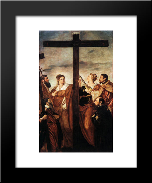 Sts Helen And Barbara Adoring The Cross 20x24 Black Modern Wood Framed Art Print Poster by Tintoretto