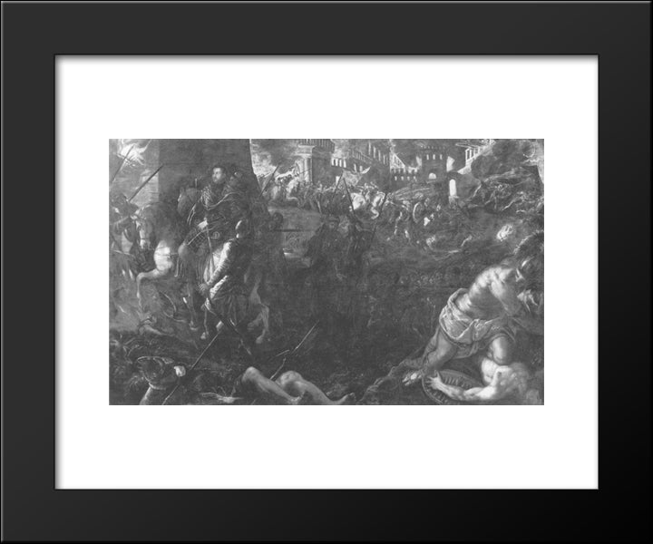 Taking Milan By Federico Ii Gonzaga 20x24 Black Modern Wood Framed Art Print Poster by Tintoretto