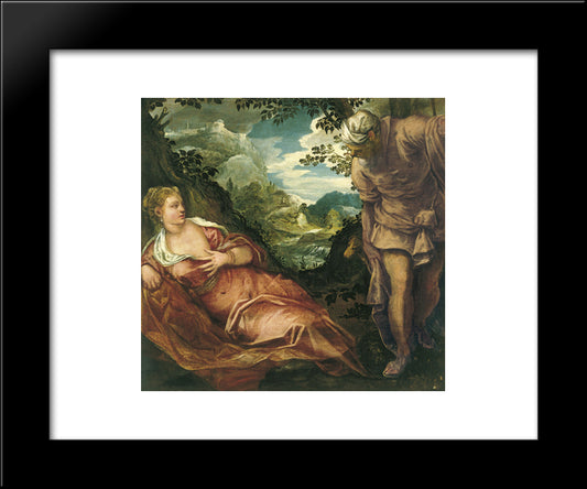 Tamar And Judah 20x24 Black Modern Wood Framed Art Print Poster by Tintoretto