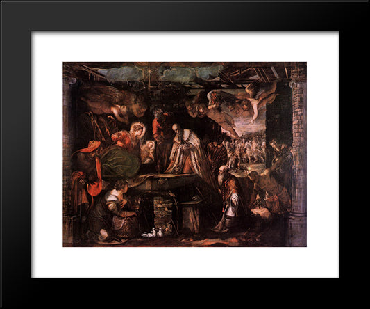 The Adoration Of The Magi 20x24 Black Modern Wood Framed Art Print Poster by Tintoretto