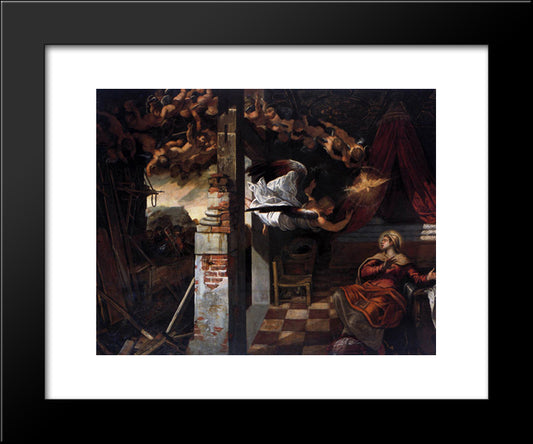 The Annunciation 20x24 Black Modern Wood Framed Art Print Poster by Tintoretto