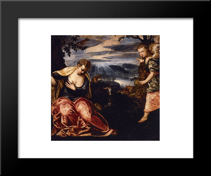 The Annunciation To Manoah'S Wife 20x24 Black Modern Wood Framed Art Print Poster by Tintoretto