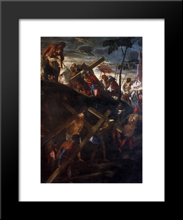 The Ascent To Calvary 20x24 Black Modern Wood Framed Art Print Poster by Tintoretto