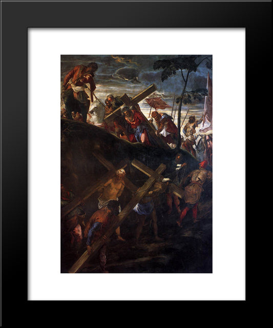 The Ascent To Calvary 20x24 Black Modern Wood Framed Art Print Poster by Tintoretto