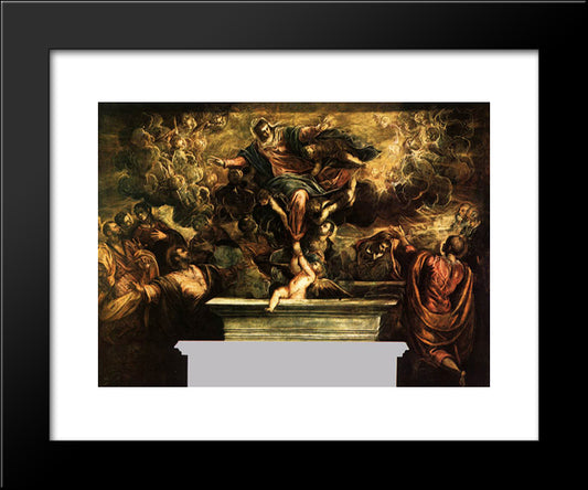 The Assumption Of The Virgin 20x24 Black Modern Wood Framed Art Print Poster by Tintoretto