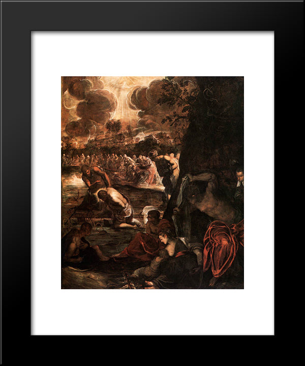 The Baptism Of Christ 20x24 Black Modern Wood Framed Art Print Poster by Tintoretto