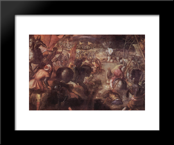 The Battle Of The Taro 20x24 Black Modern Wood Framed Art Print Poster by Tintoretto