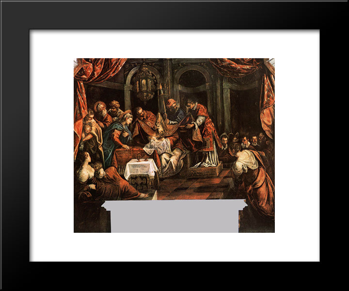 The Circumcision 20x24 Black Modern Wood Framed Art Print Poster by Tintoretto