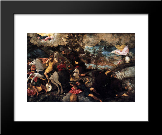 The Conversion Of Saul 20x24 Black Modern Wood Framed Art Print Poster by Tintoretto