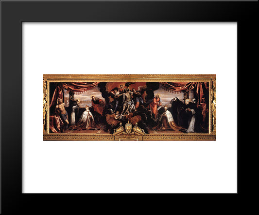 The Dead Christ Adored By Doges Pietro Lando And Marcantonio Trevisan 20x24 Black Modern Wood Framed Art Print Poster by Tintoretto