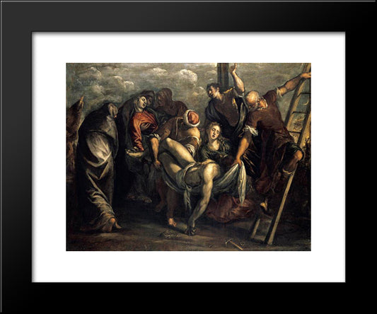 The Deposition 20x24 Black Modern Wood Framed Art Print Poster by Tintoretto