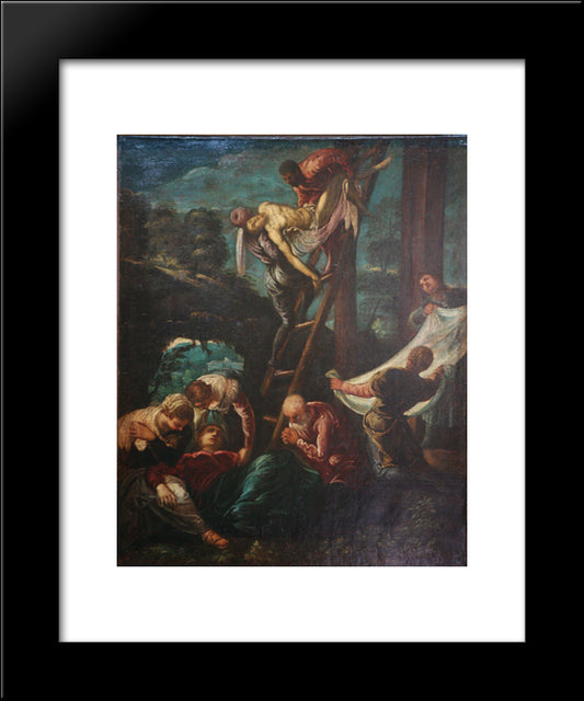 The Descent From The Cross 20x24 Black Modern Wood Framed Art Print Poster by Tintoretto