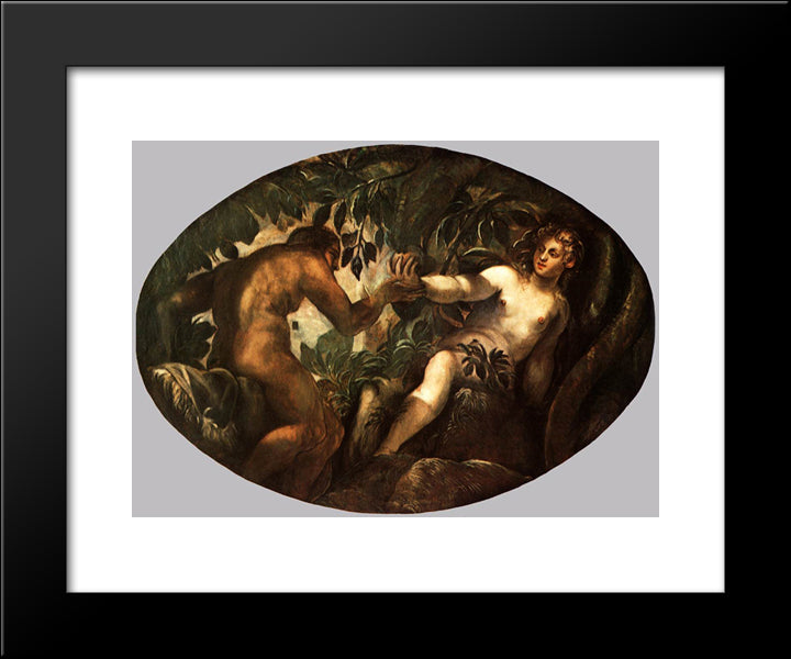 The Fall Of Man 20x24 Black Modern Wood Framed Art Print Poster by Tintoretto