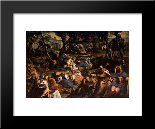 The Jews In The Desert 20x24 Black Modern Wood Framed Art Print Poster by Tintoretto