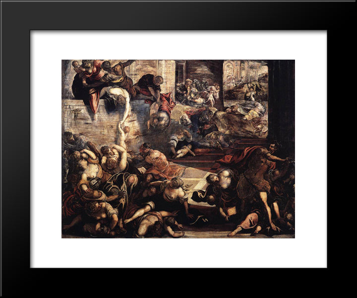 The Massacre Of The Innocents 20x24 Black Modern Wood Framed Art Print Poster by Tintoretto