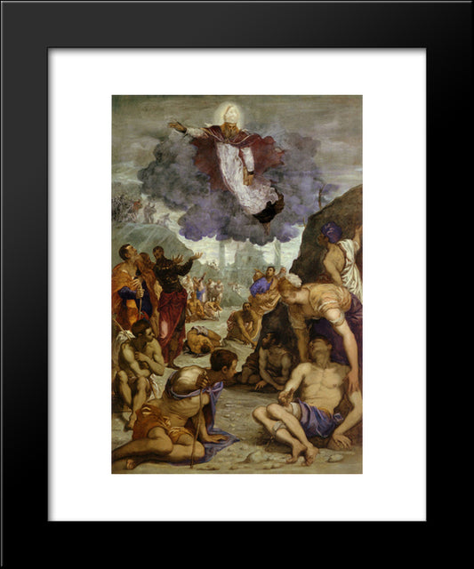 The Miracle Of St Augustine 20x24 Black Modern Wood Framed Art Print Poster by Tintoretto