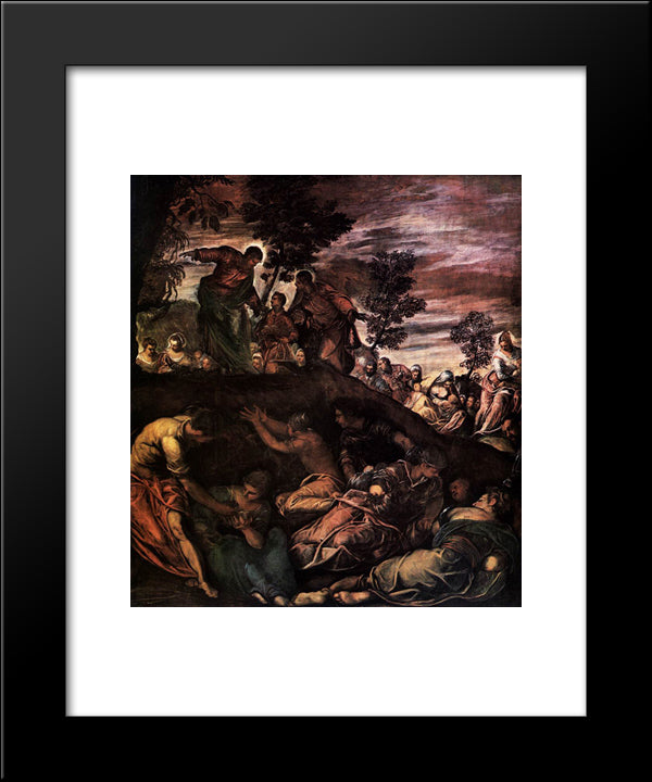 The Miracle Of The Loaves And Fishes 20x24 Black Modern Wood Framed Art Print Poster by Tintoretto