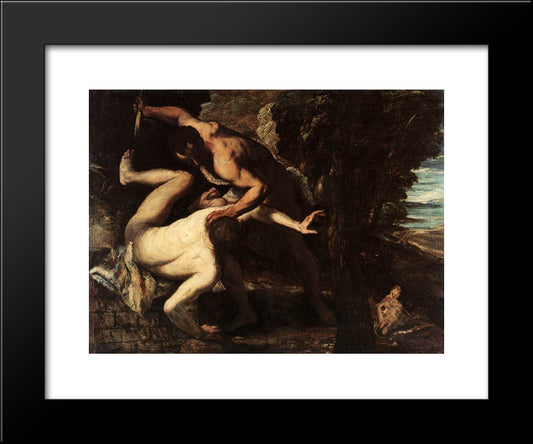 The Murder Of Abel 20x24 Black Modern Wood Framed Art Print Poster by Tintoretto