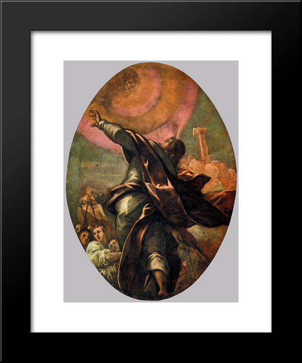 The Pillar Of Fire 20x24 Black Modern Wood Framed Art Print Poster by Tintoretto