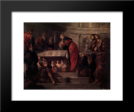 The Presentation Of Christ In The Temple 20x24 Black Modern Wood Framed Art Print Poster by Tintoretto