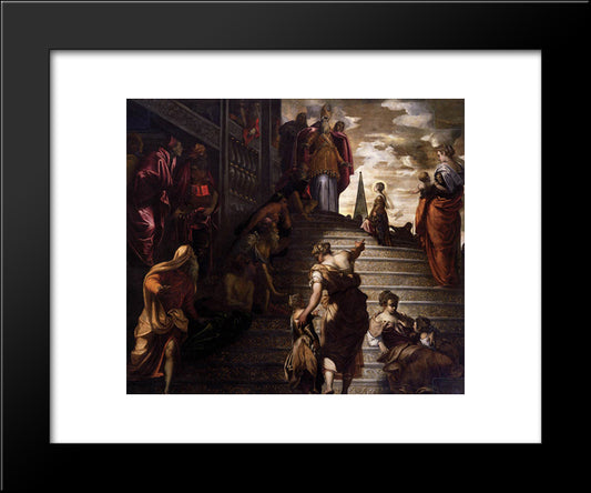 The Presentation Of The Virgin 20x24 Black Modern Wood Framed Art Print Poster by Tintoretto