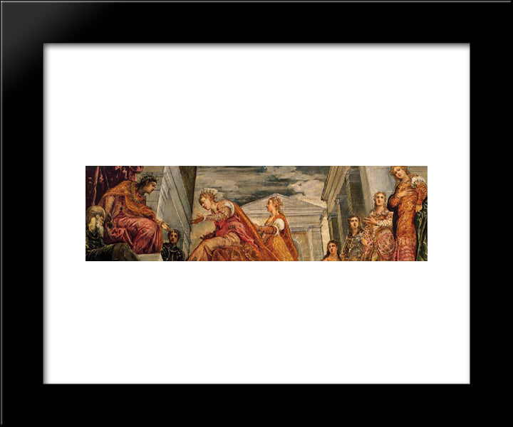 The Queen Of Sheba And Solomon 20x24 Black Modern Wood Framed Art Print Poster by Tintoretto