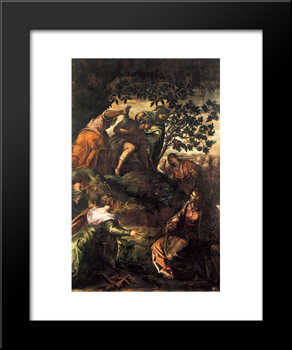 The Raising Of Lazarus 20x24 Black Modern Wood Framed Art Print Poster by Tintoretto