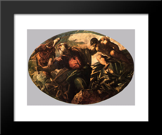 The Sacrifice Of Isaac 20x24 Black Modern Wood Framed Art Print Poster by Tintoretto