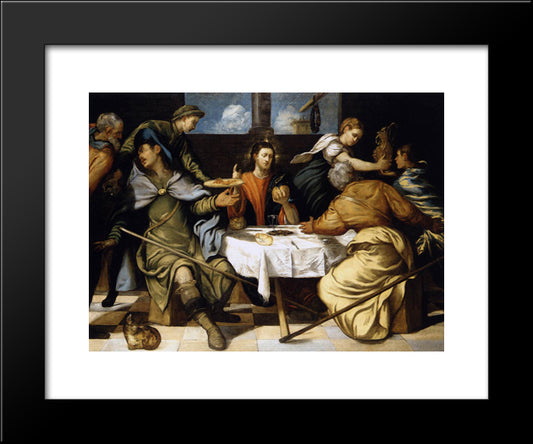 The Supper At Emmaus 20x24 Black Modern Wood Framed Art Print Poster by Tintoretto