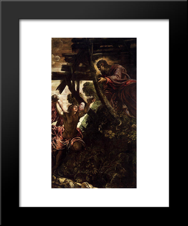 The Temptation Of Christ 20x24 Black Modern Wood Framed Art Print Poster by Tintoretto