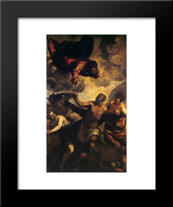 The Temptation Of St Anthony 20x24 Black Modern Wood Framed Art Print Poster by Tintoretto