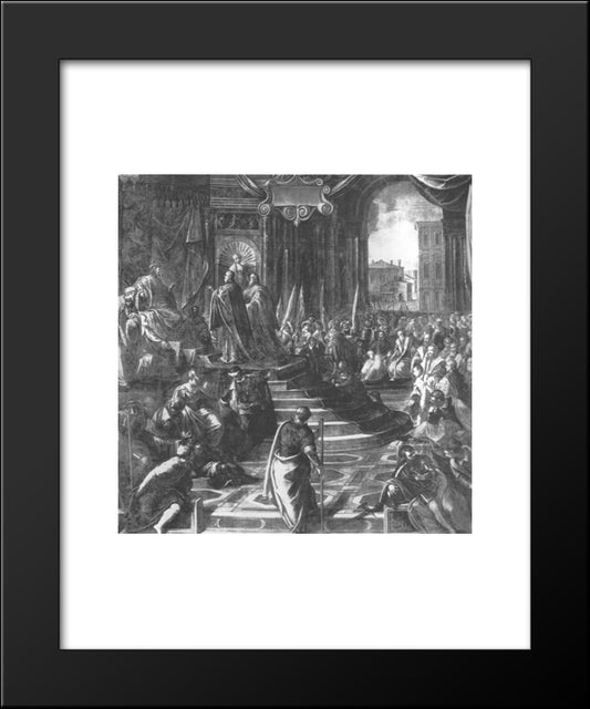 The Venetian Ambassador To Barbarossa 20x24 Black Modern Wood Framed Art Print Poster by Tintoretto