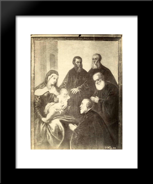 The Virgin And Child With Four Senators 20x24 Black Modern Wood Framed Art Print Poster by Tintoretto