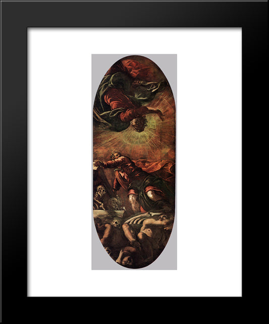 The Vision Of Ezekiel 20x24 Black Modern Wood Framed Art Print Poster by Tintoretto