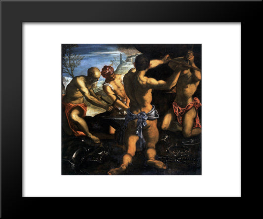 Vulcan'S Forge 20x24 Black Modern Wood Framed Art Print Poster by Tintoretto