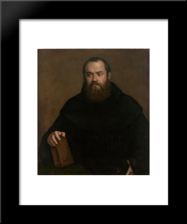 A Monk With A Book 20x24 Black Modern Wood Framed Art Print Poster by Titian