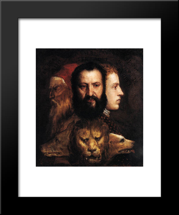 Allegory Of Time Governed By Prudence 20x24 Black Modern Wood Framed Art Print Poster by Titian