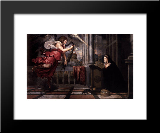 Annunciation 20x24 Black Modern Wood Framed Art Print Poster by Titian